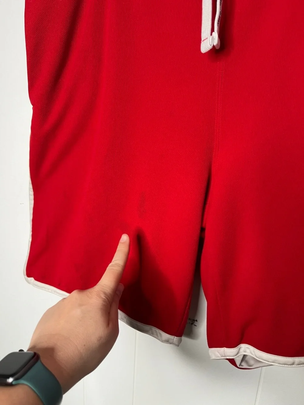 Vintage Y2K Abercrombie Red Drawstring Basketball Shorts Reversible Spellout XL